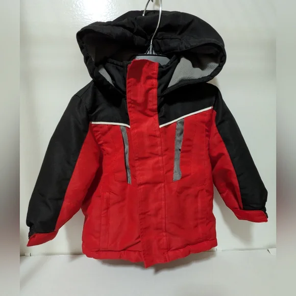 18 Mo Toughskins Infant Boys Black and Cherry Pie Snow Jacket - Picture 1 of 13